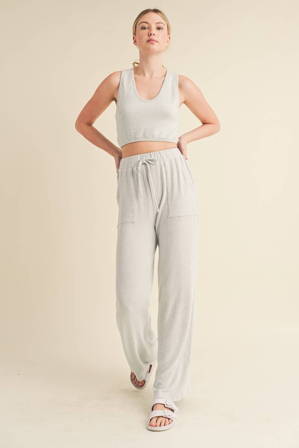 The Riley Soft Brushed Hacci Lounge Tank and Pants Set