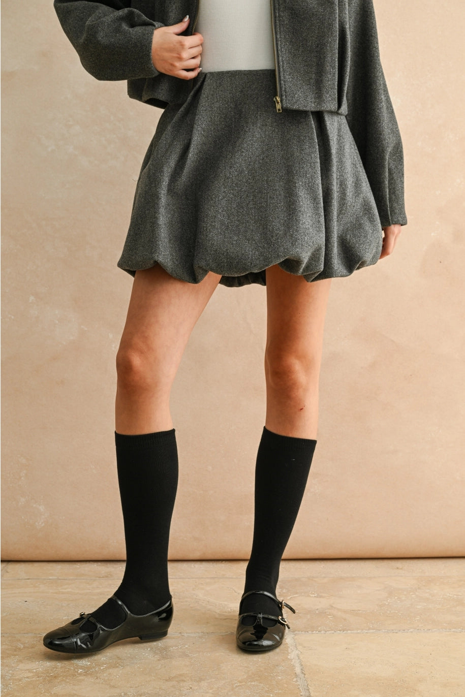 Pleated Detail Balloon Skirt