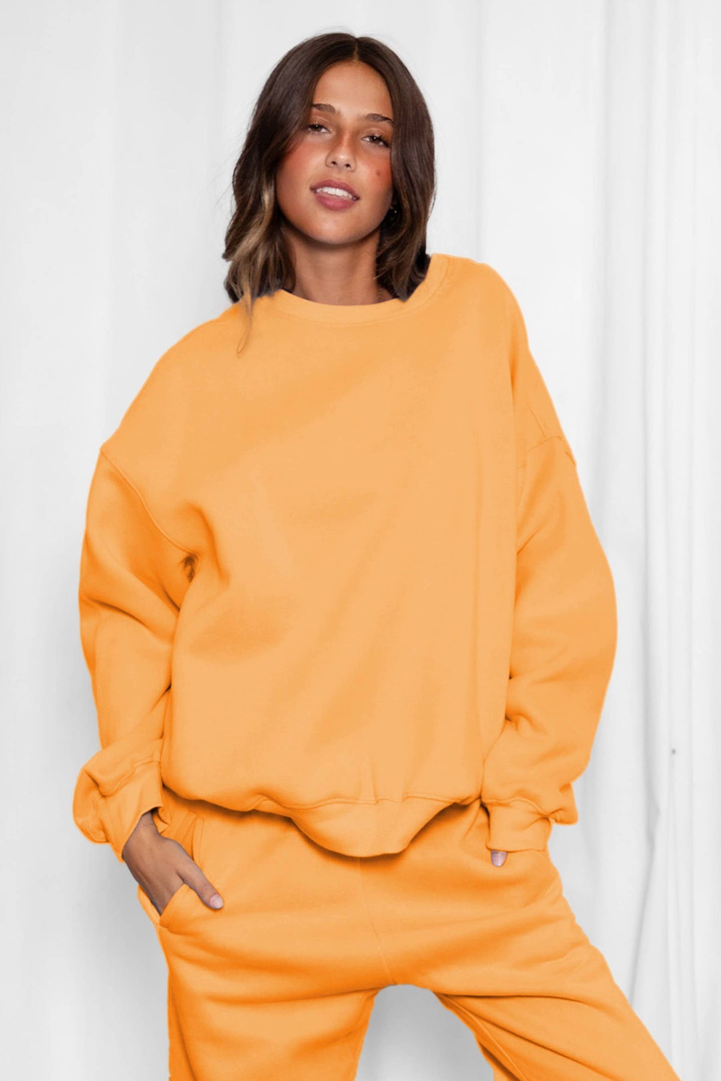 Fleece Crew Neck Lounge Pullover Sweatshirt