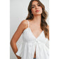 Eyelet Smocked Tie-Front Cami