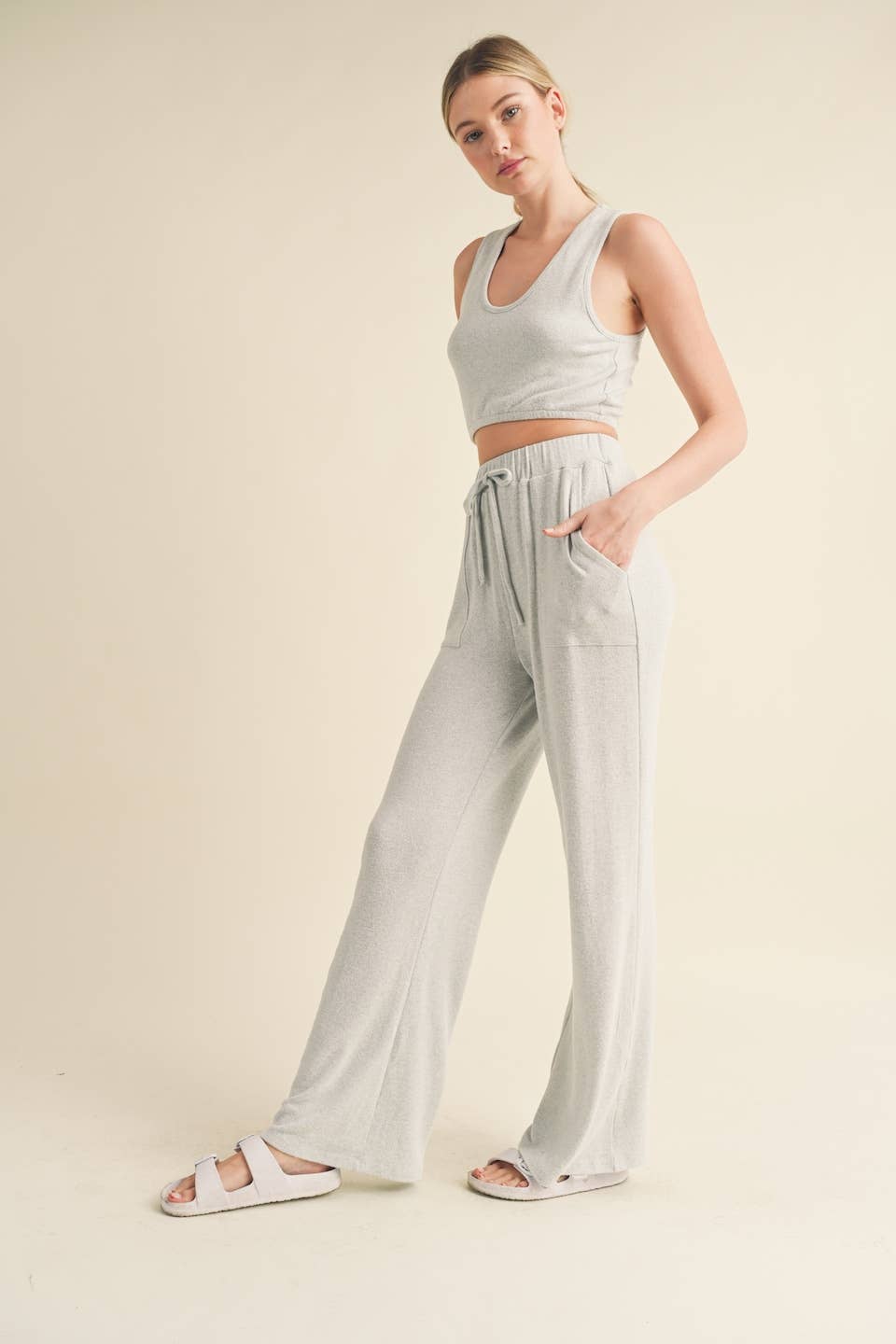 The Riley Soft Brushed Hacci Lounge Tank and Pants Set