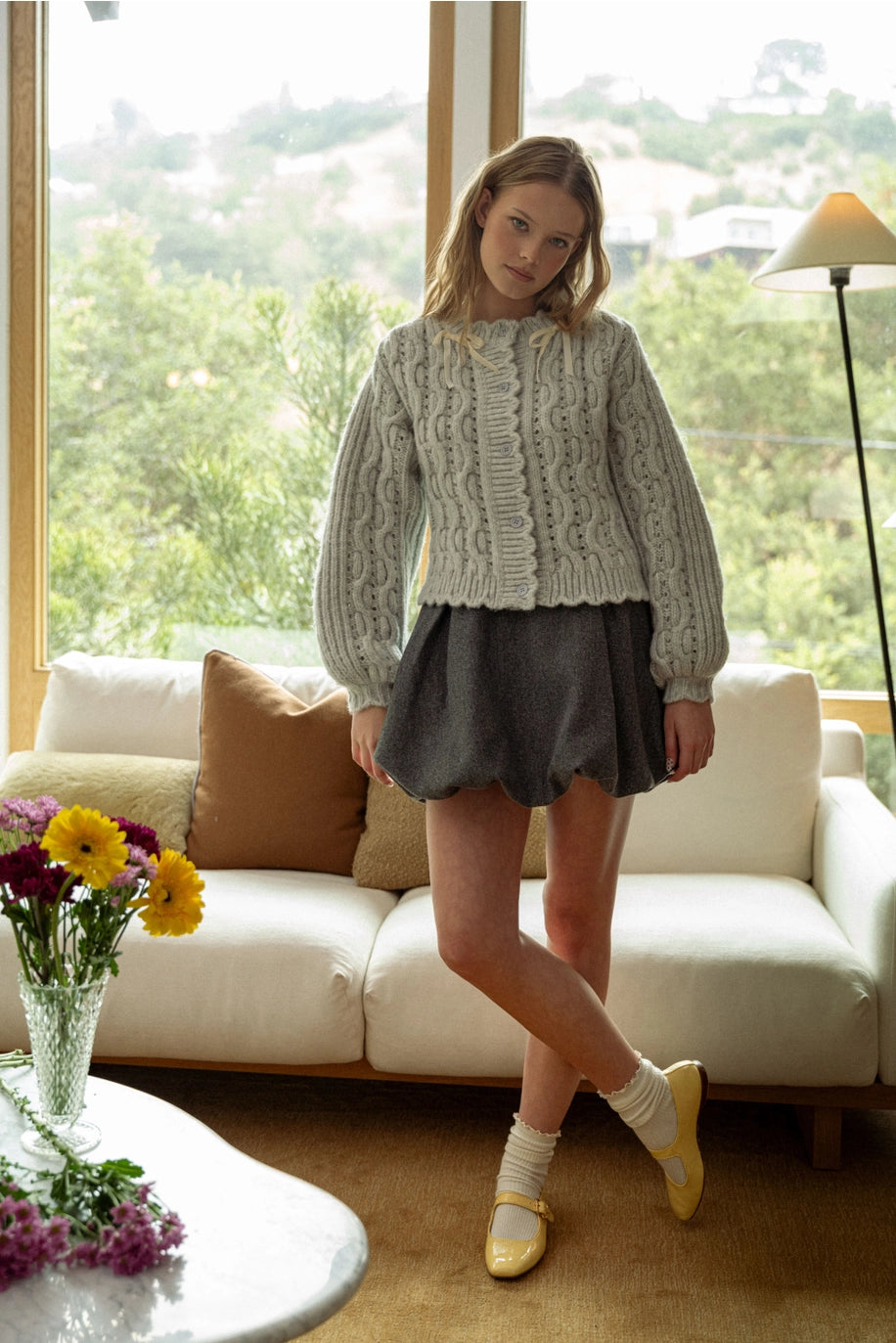 Pleated Detail Balloon Skirt