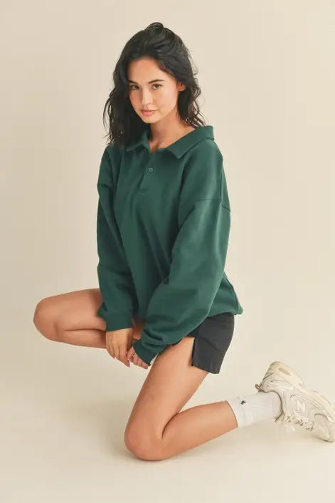The Britt Dark Green Oversized Cozy Sweatshirt