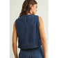 PINSTRIPED DENIM SLEEVELESS TOP