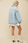 Boho Side Tie Detail Oversized Denim Jacket
