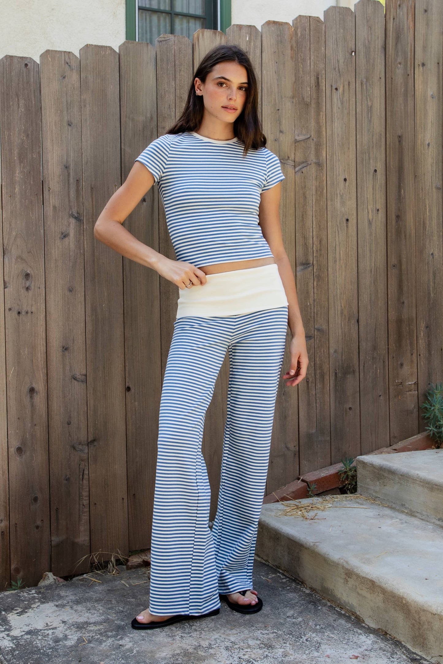 The Mataya Foldover Waist Wide Leg Pants