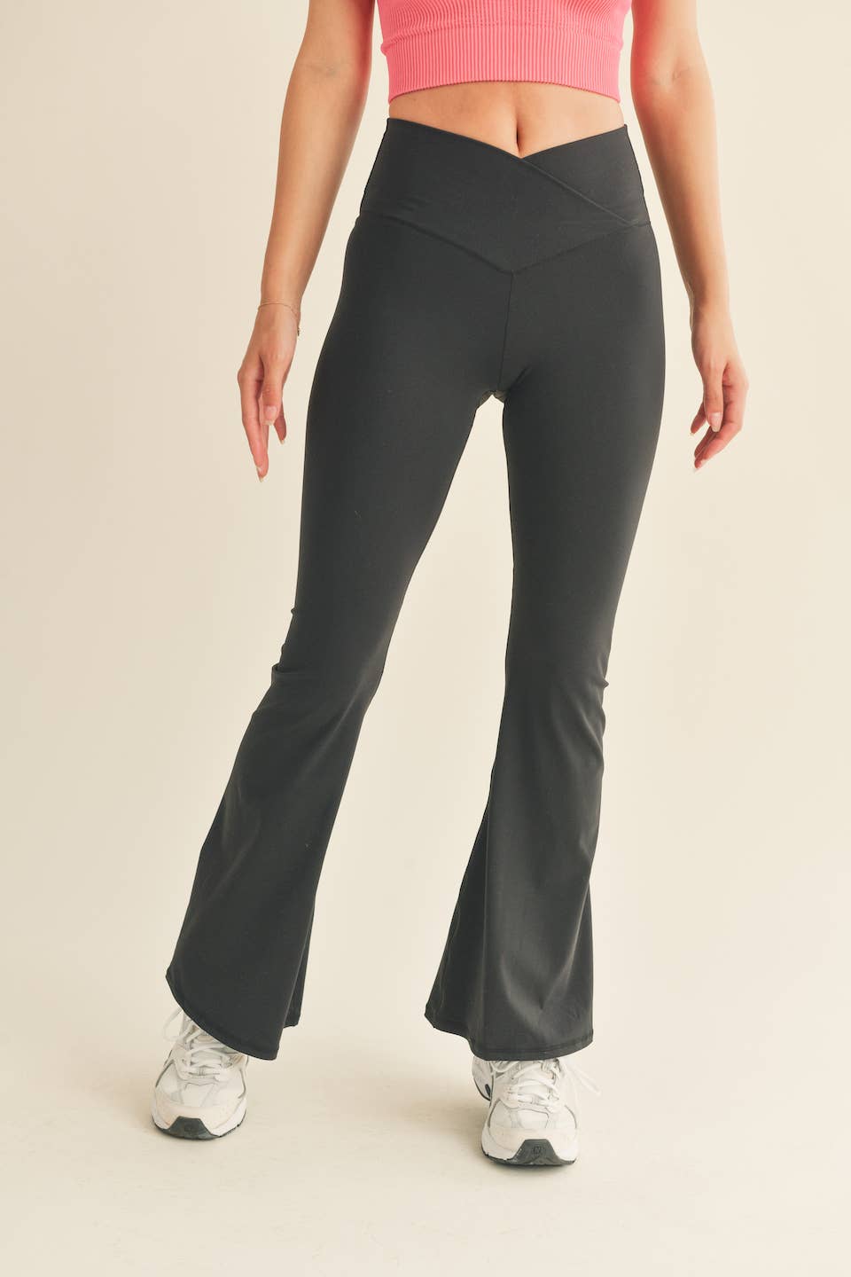 The Delaney Black High Waist Crossover Flare Legging