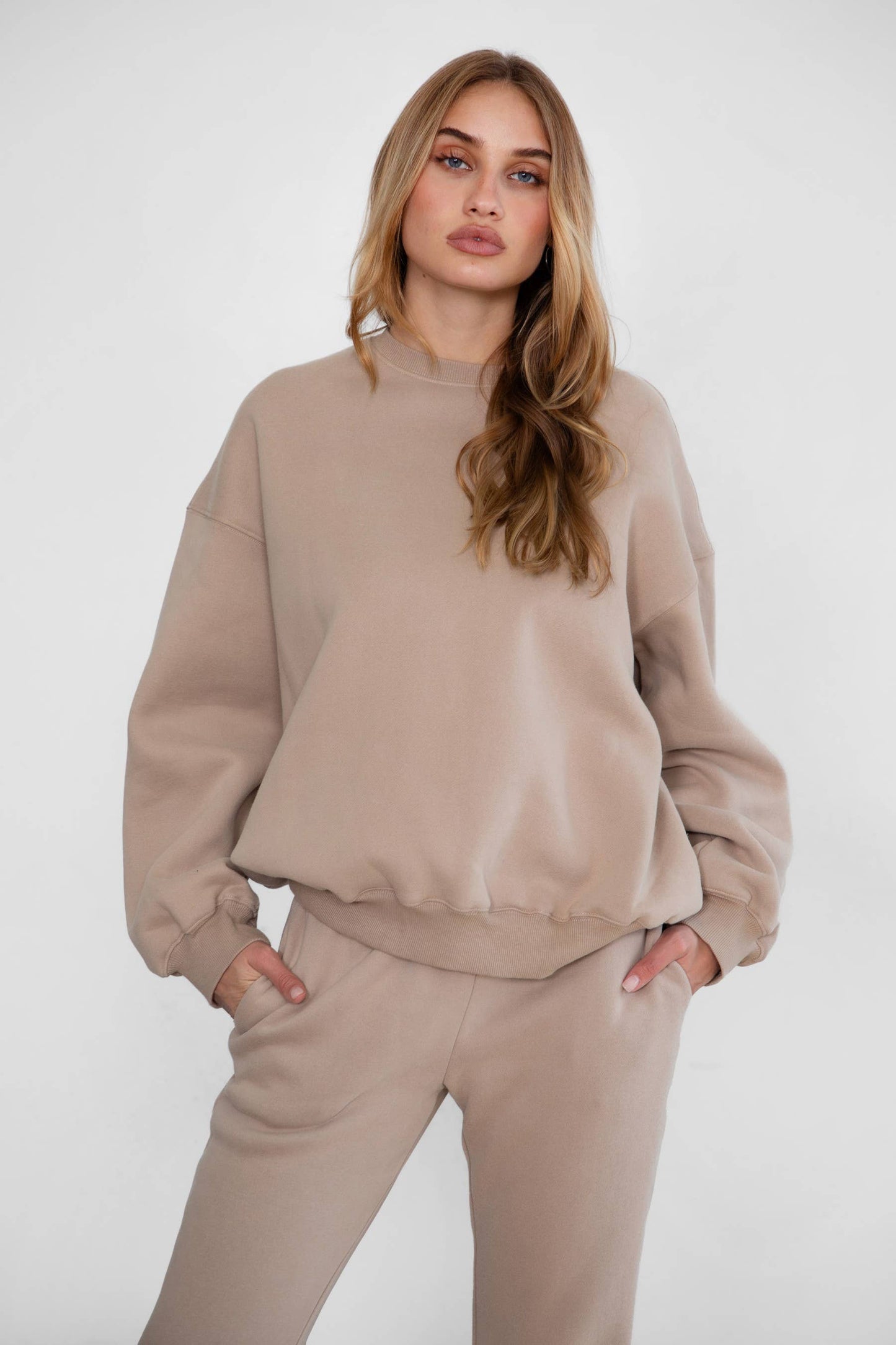 Fleece Crew Neck Lounge Pullover Sweatshirt