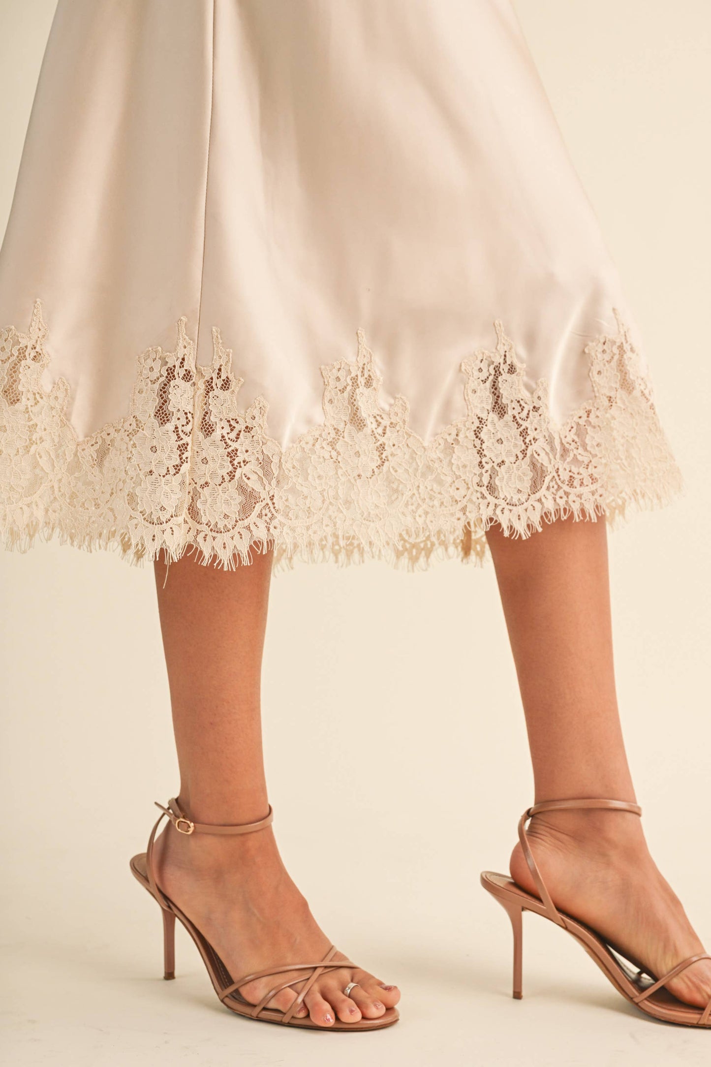 Satin Skirt with Lace Detail