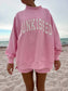 Lottie Pink Varsity Sunkissed Embroidered Mockneck Sweatshirt