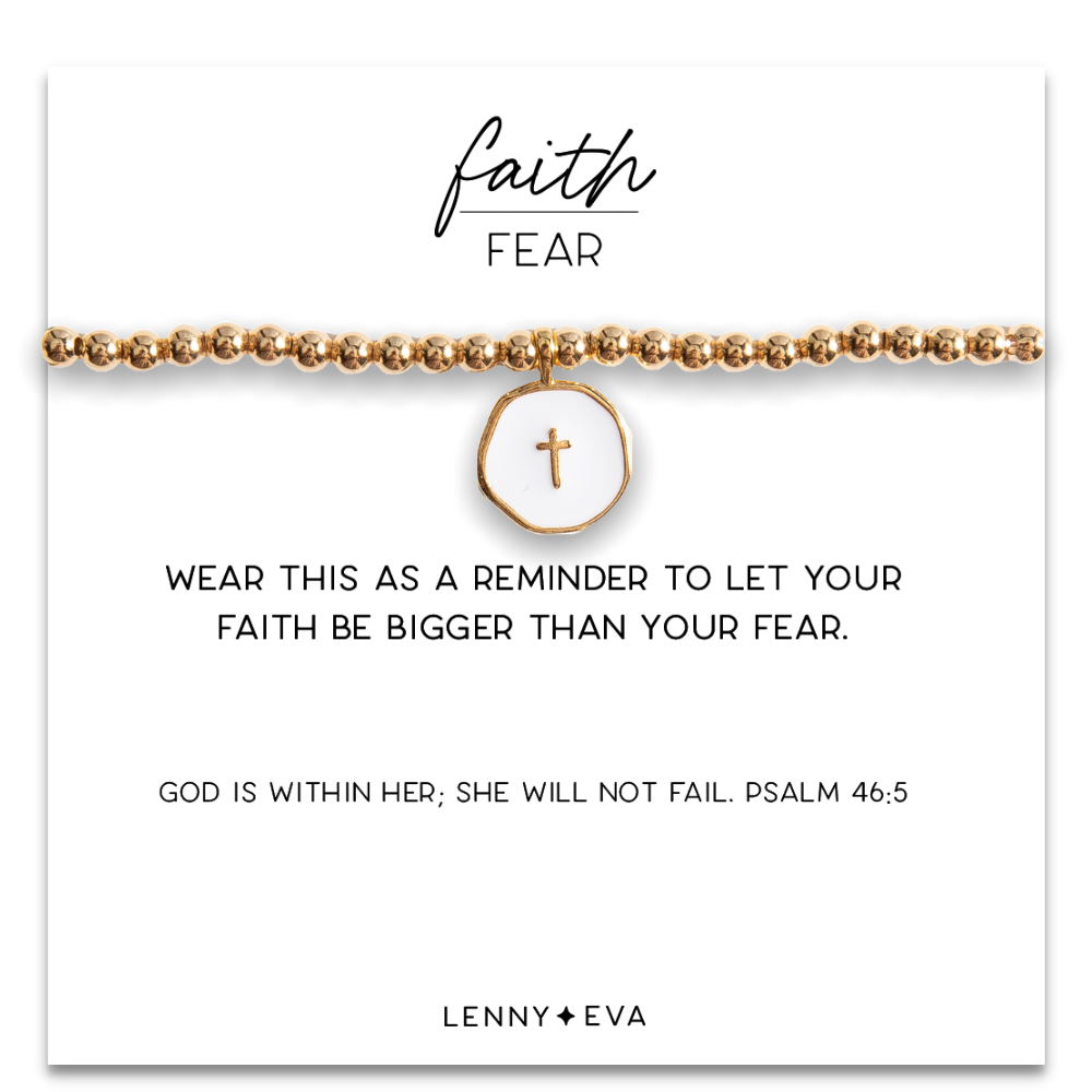 Faith Over Fear Cross Charm Bracelet