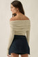 Striped Knit Foldover Off-Shoulder Bodysuit