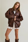 Faux Leather Oversize Bomber Jacket