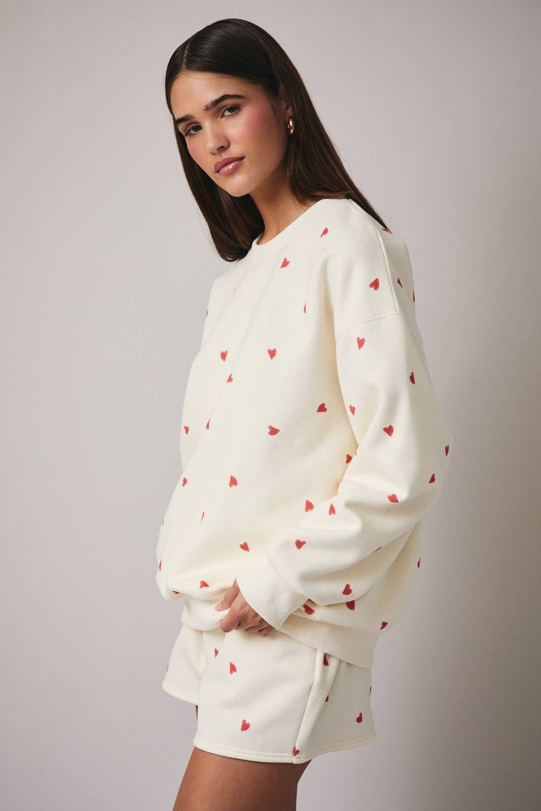 Round Neck Heart Sweatshirt