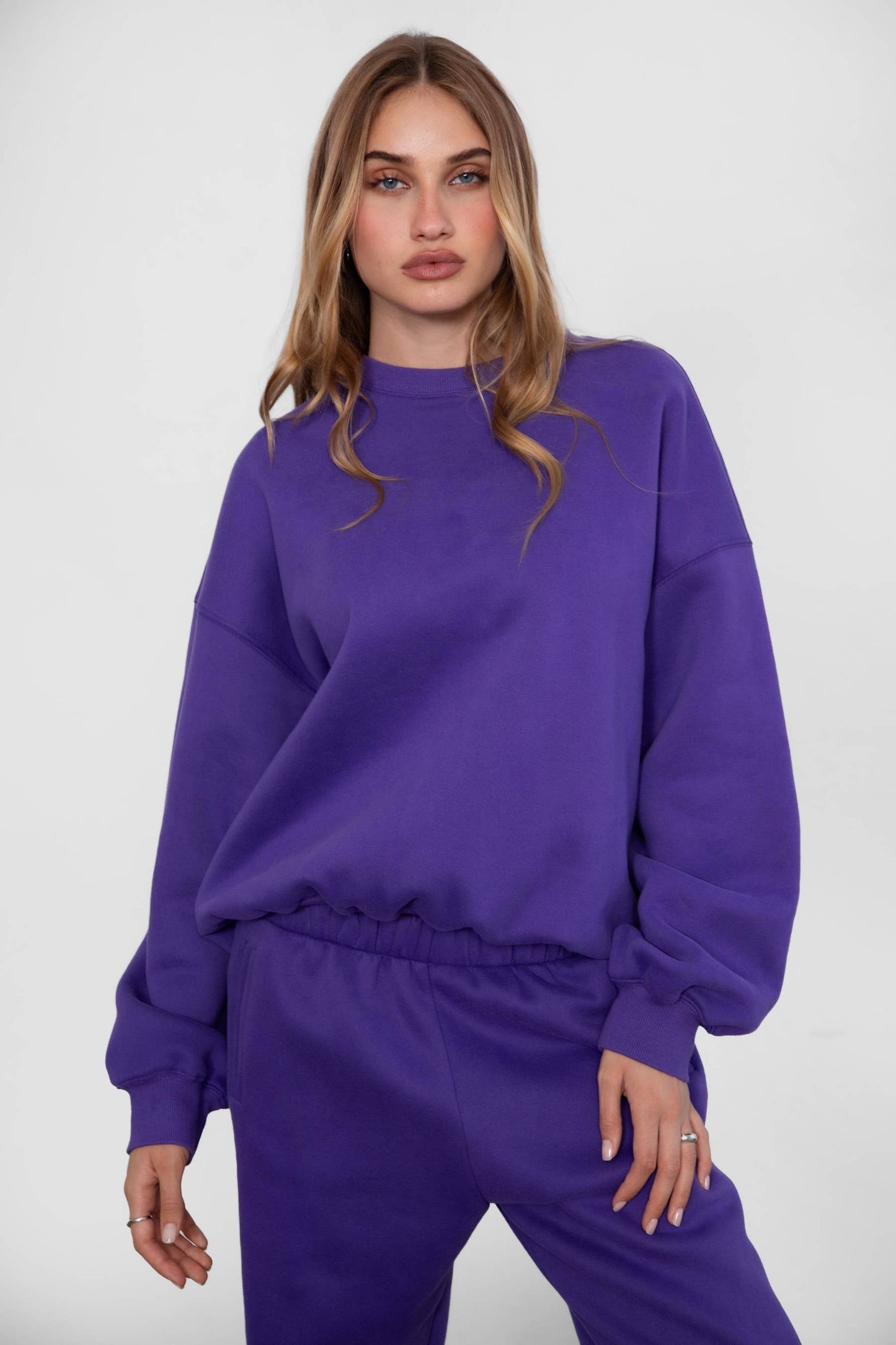 Fleece Crew Neck Lounge Pullover Sweatshirt