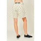 Cotton Dot Barrel Shorts with Waist Belt