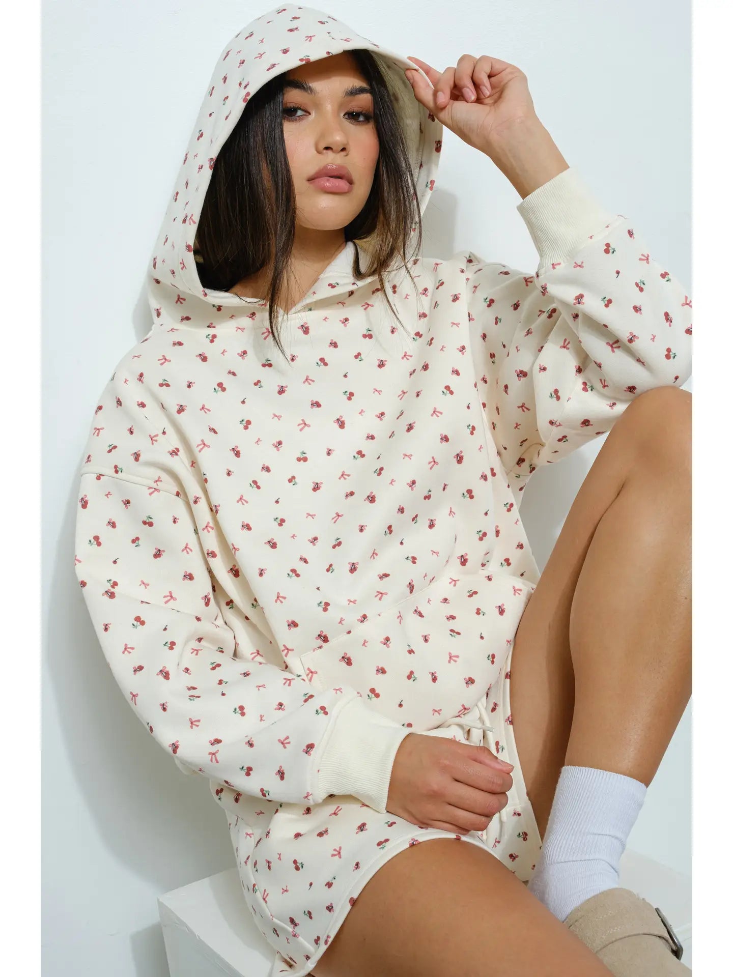 Cherry and Bow Print Hoodie