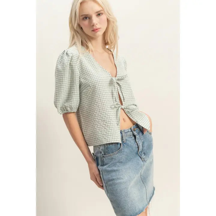 Gingham Tie Top