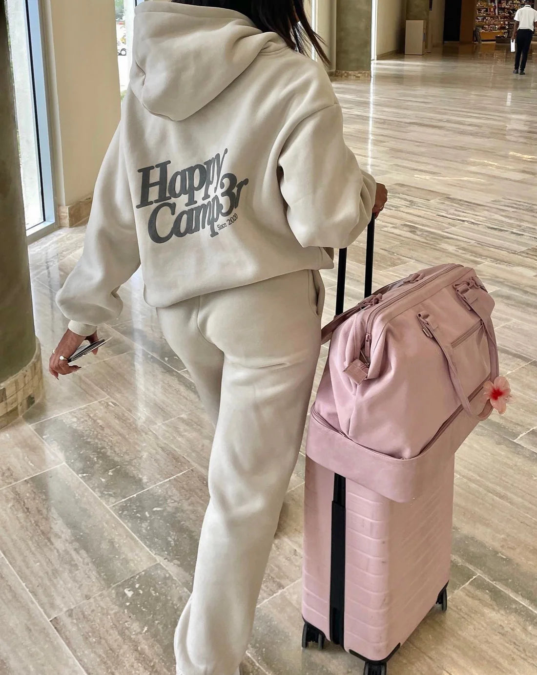 Happy Camp3r Puff Series Beige Sweatshirt