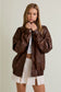 Faux Leather Oversize Bomber Jacket