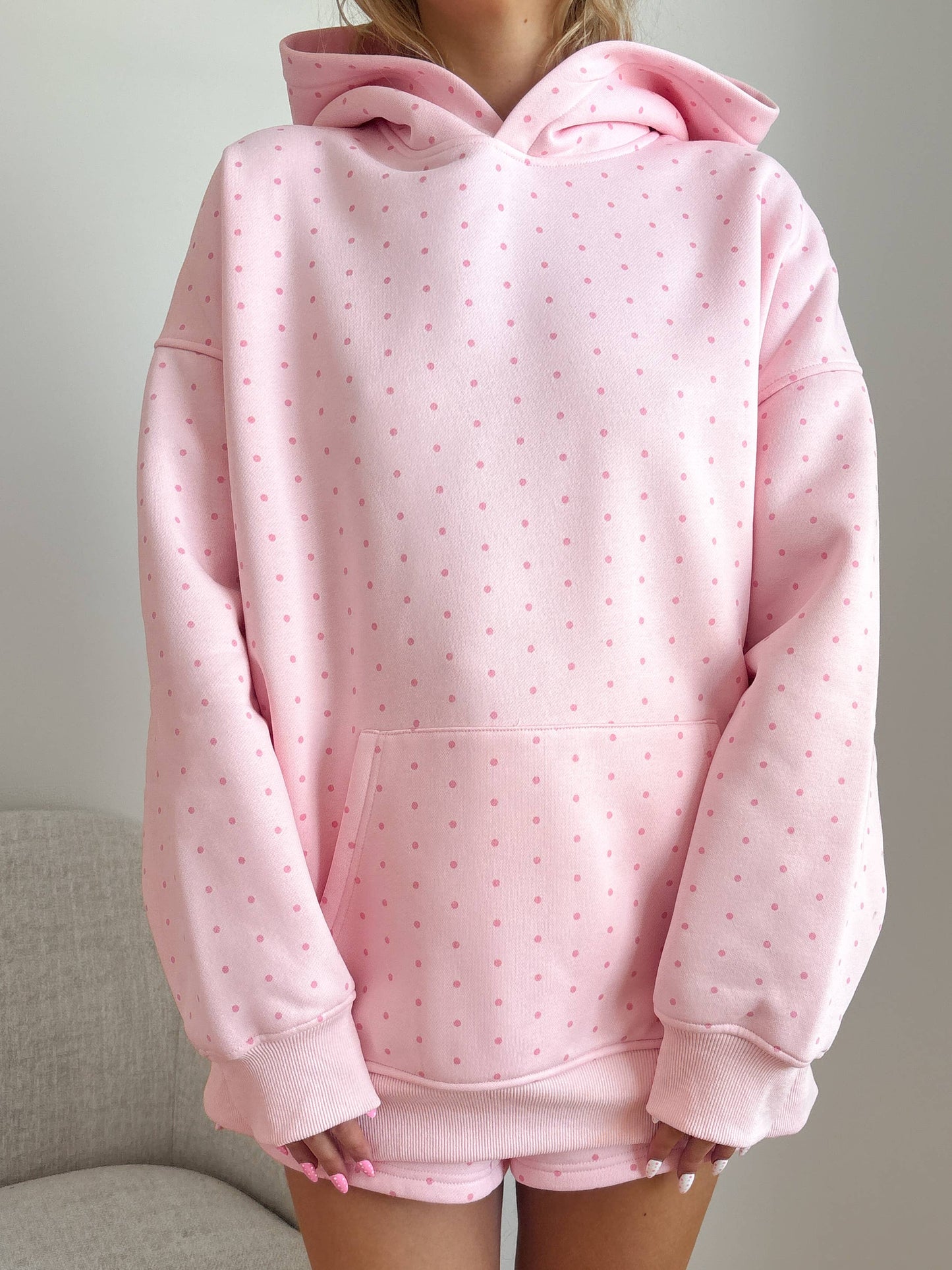 Light Pink Polka Dot Hoodie