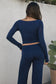 Boat Neckline Basic Casual Lounge Long Sleeve Top