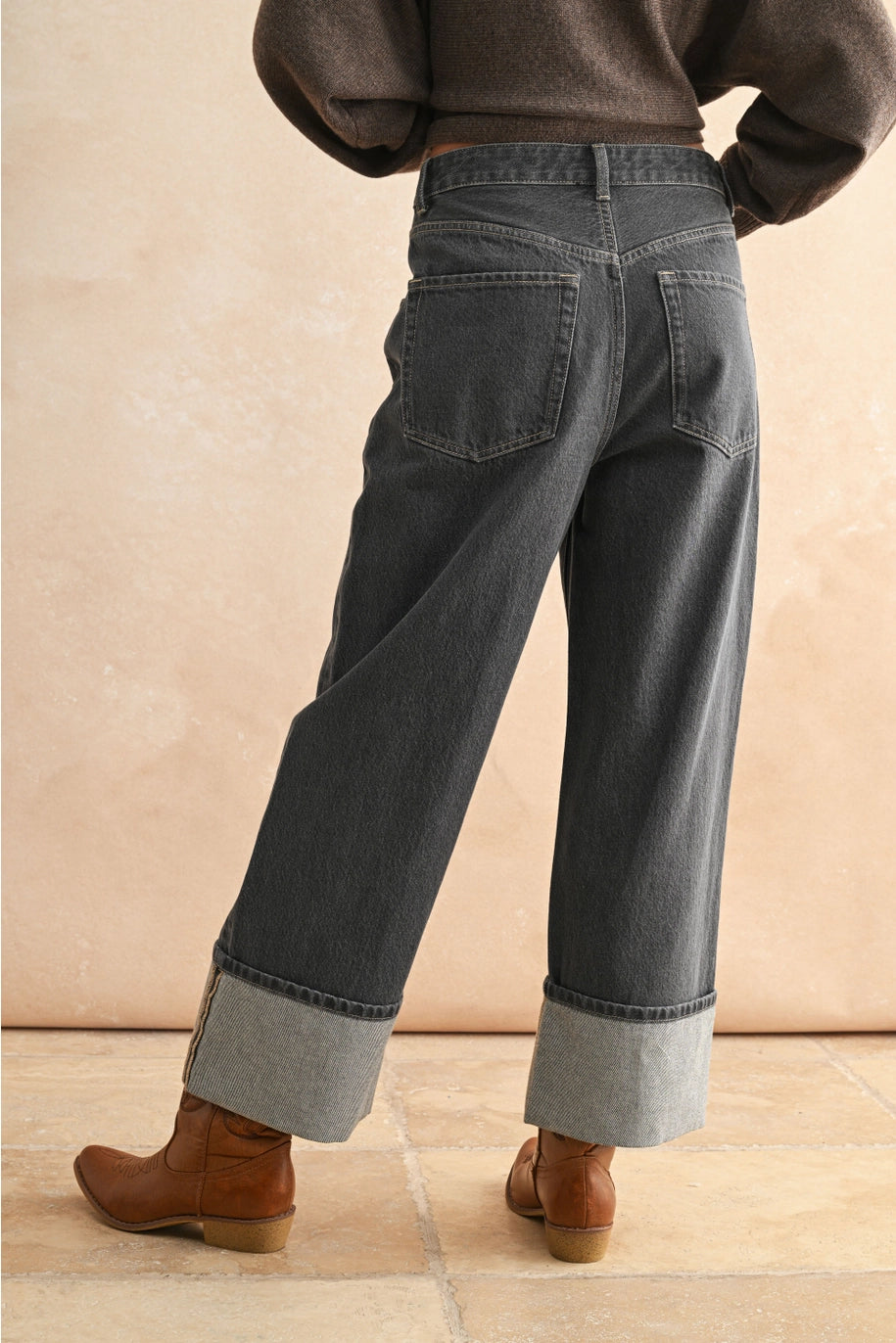 Gray Wash Cuffed Jeans