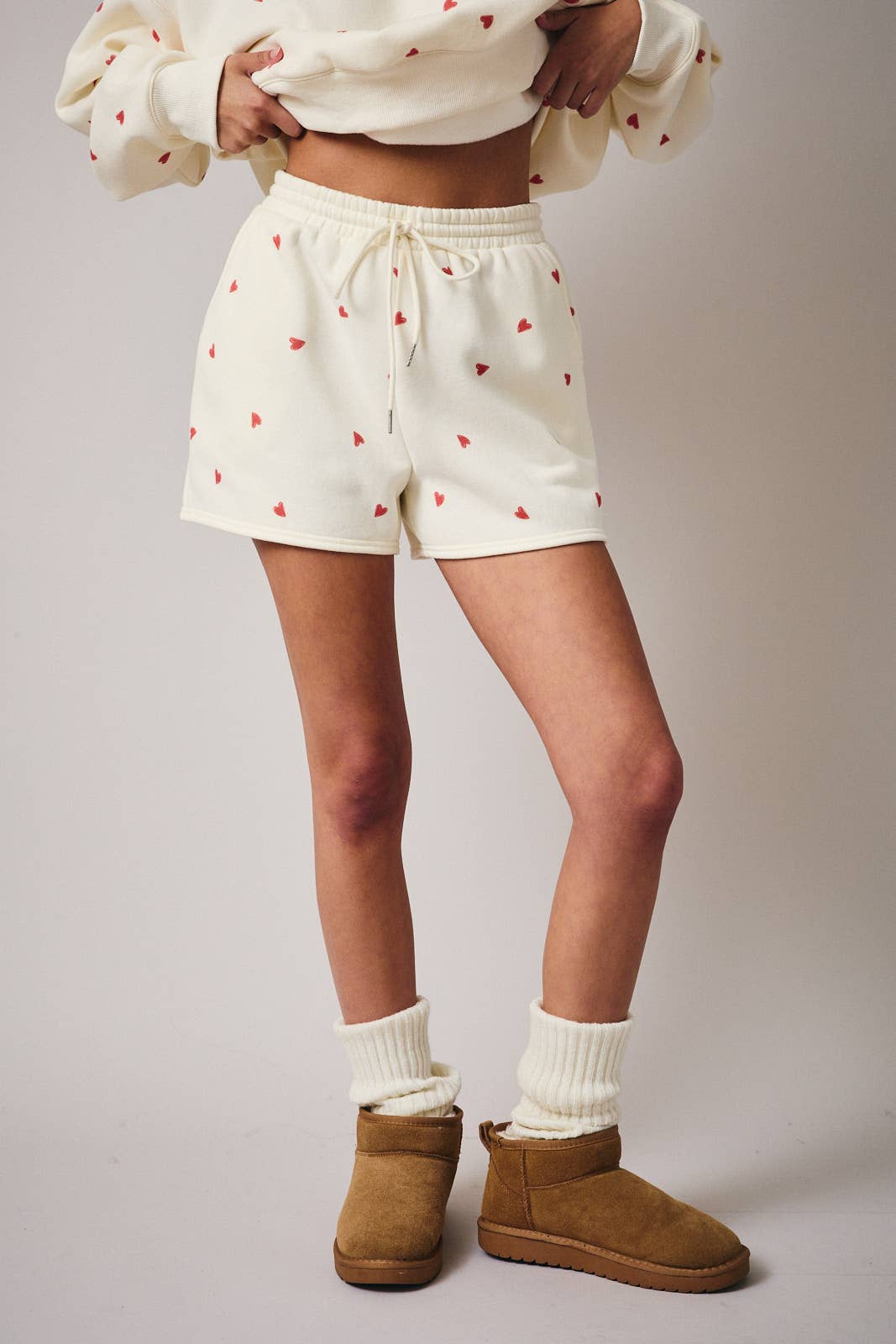 Heart Print Sweat Shorts