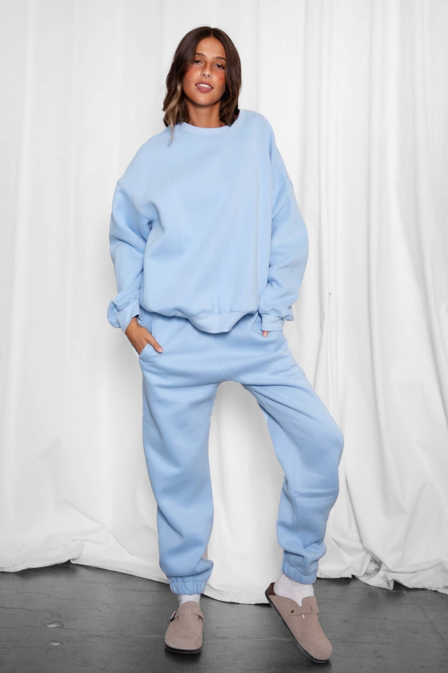 Fleece Crew Neck Lounge Pullover Sweatshirt