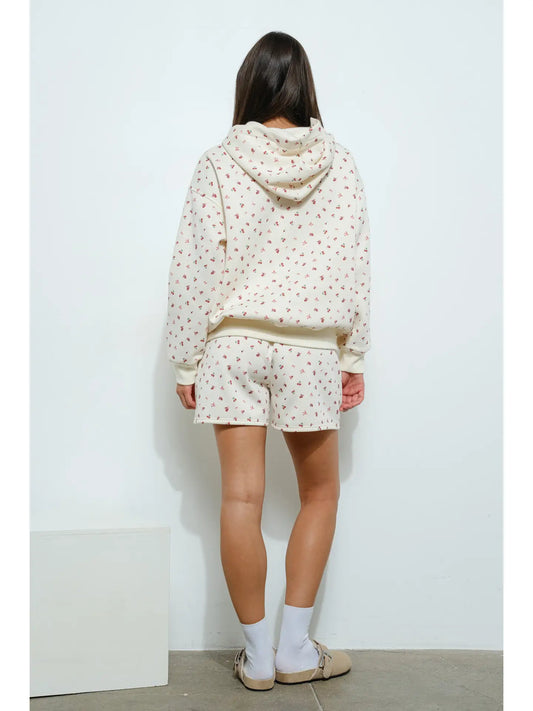 Cherry and Bow Print Hoodie