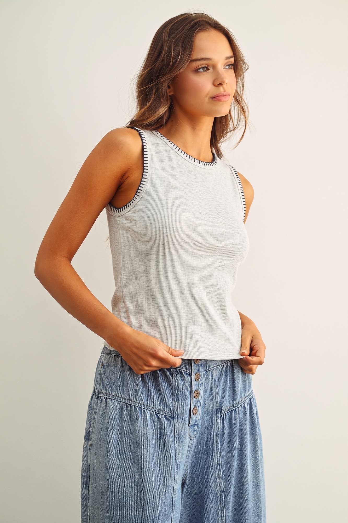 Tank Top with Stitching Detail