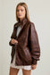 Faux Leather Oversize Bomber Jacket