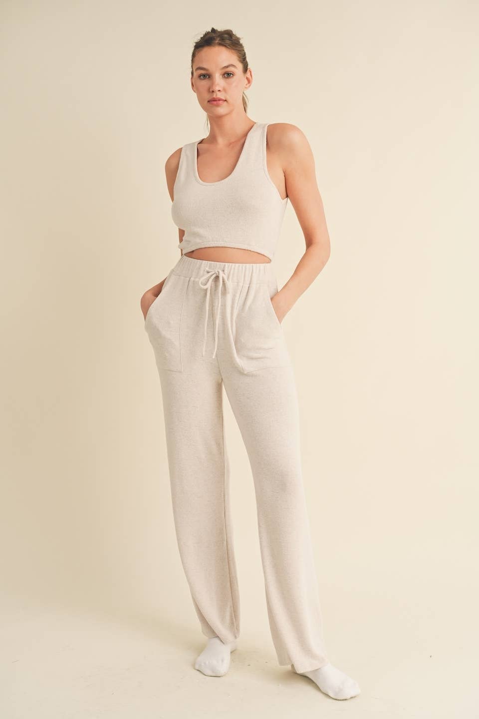 The Riley Soft Brushed Hacci Lounge Tank and Pants Set