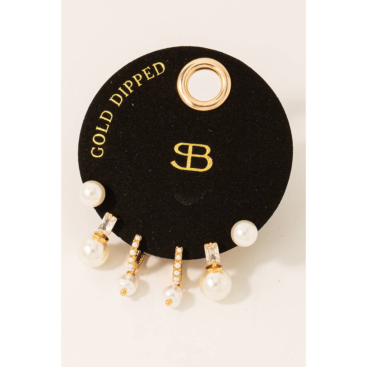 Secret Box Gold Dipped Pearl Earrings Set