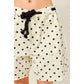 Cotton Dot Barrel Shorts with Waist Belt