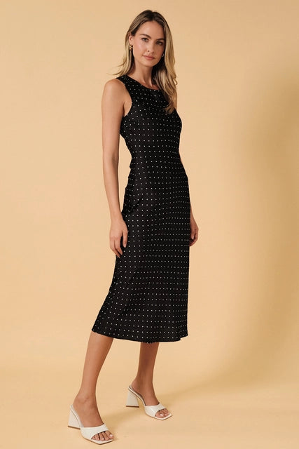 Black and White Polka Dot Midi Dress