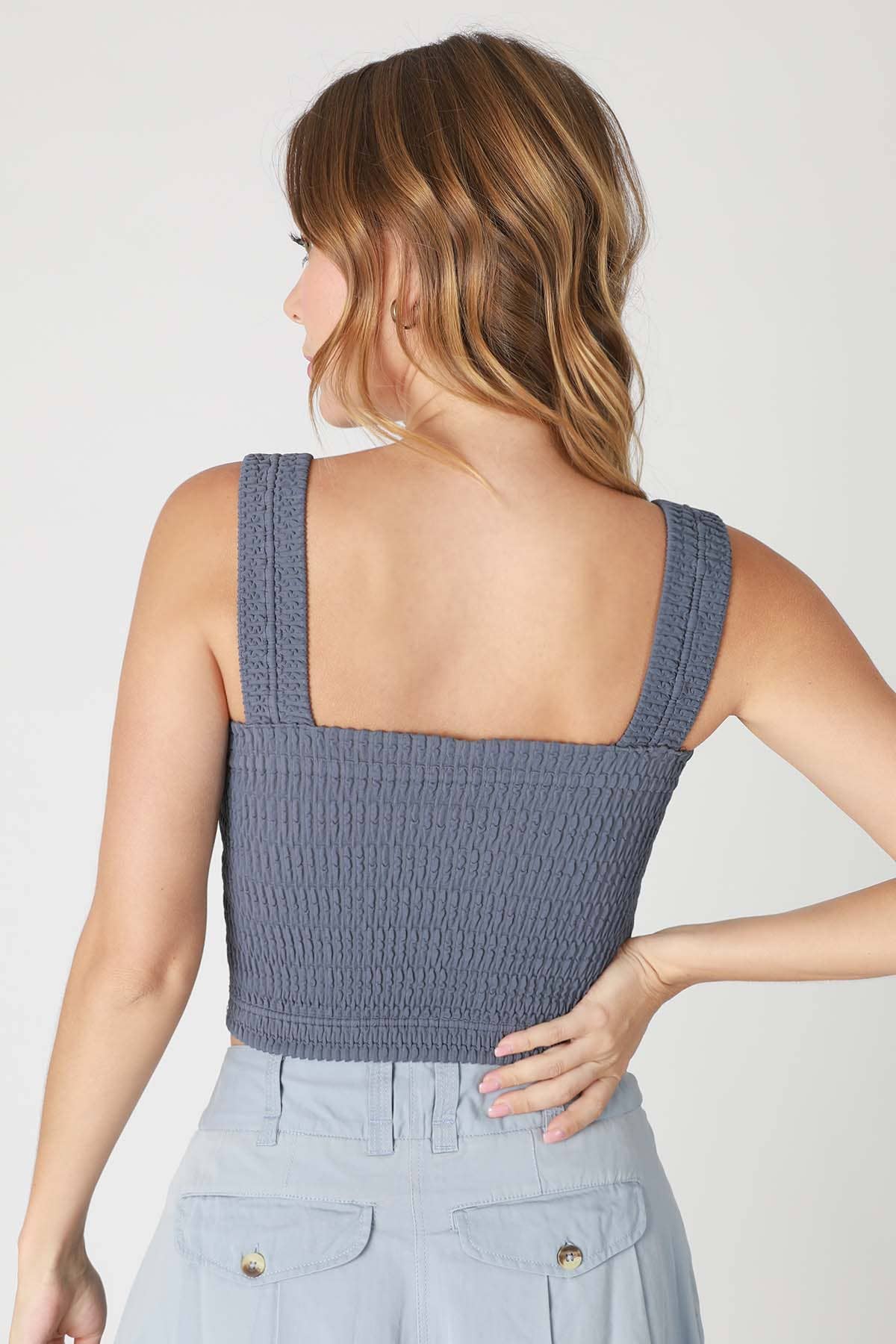 The Cambree Shirred Square Neck Crop Top