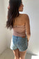 Striped Lace Trim Tube Top