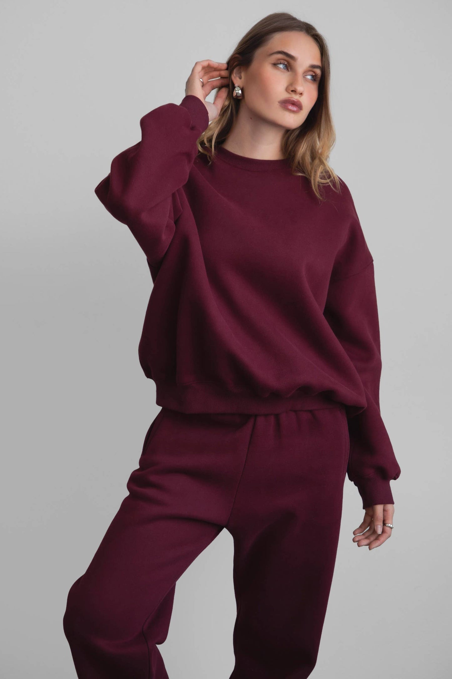 Fleece Crew Neck Lounge Pullover Sweatshirt