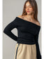 Ribbed Off-Shoulder Long Sleeve Sweater