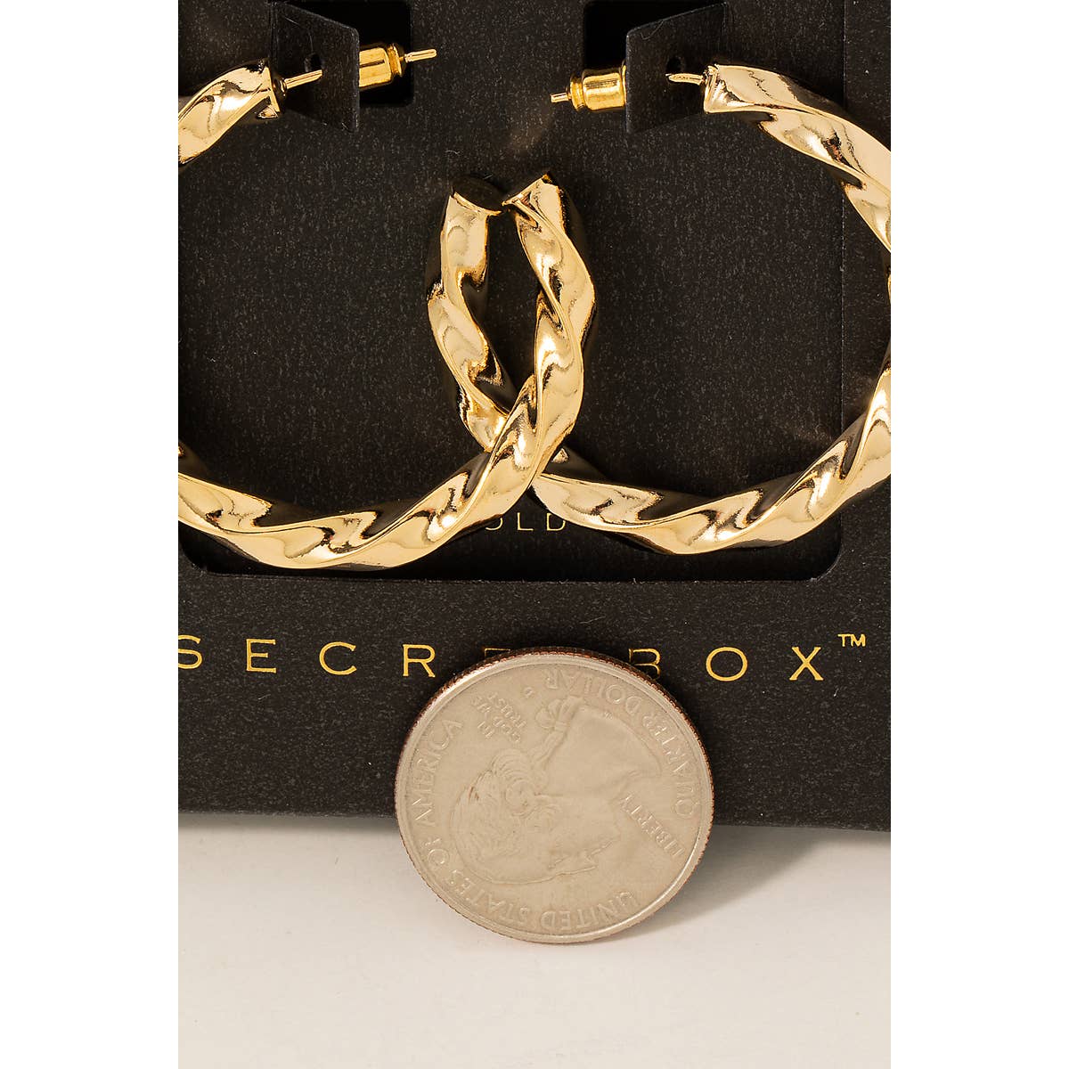 Secret Box Gold Dipped Twisted Hoop Earrings