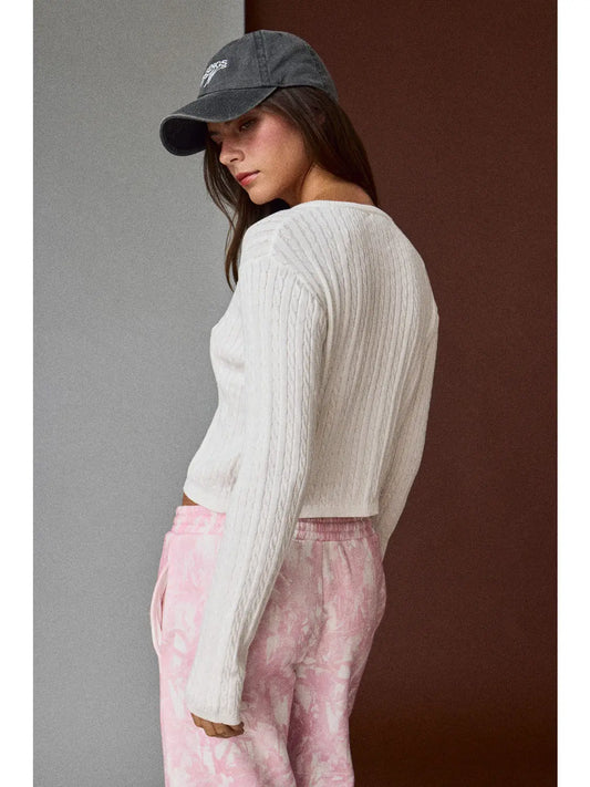 White Cable Knit Cardigan