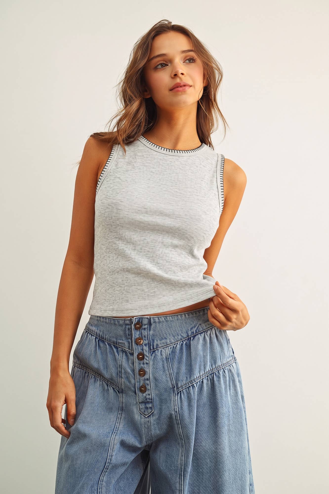 Tank Top with Stitching Detail