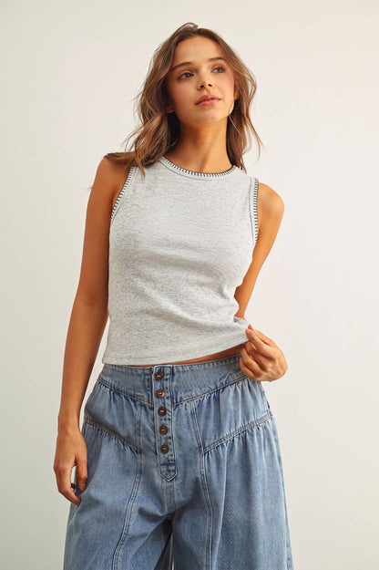 Tank Top with Stitching Detail