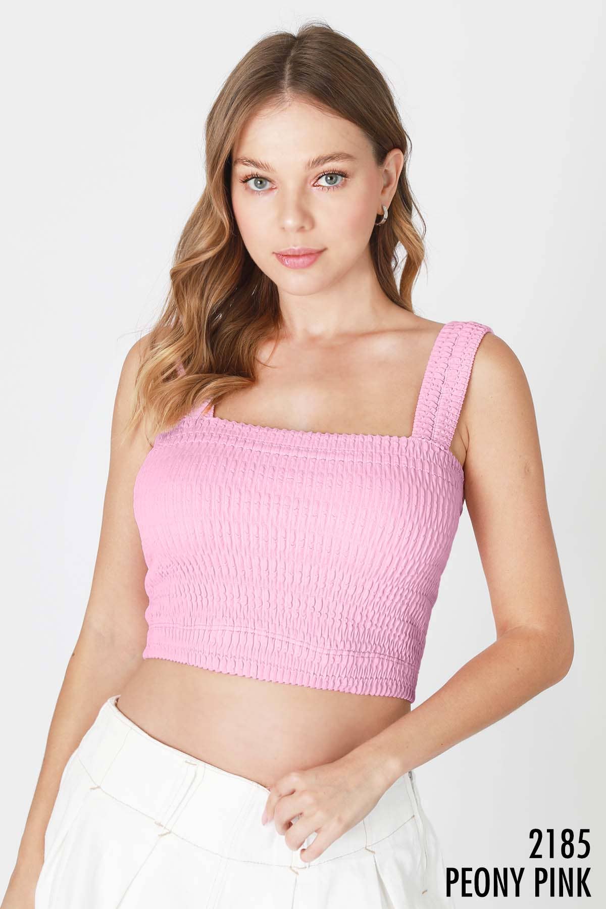 The Cambree Shirred Square Neck Crop Top