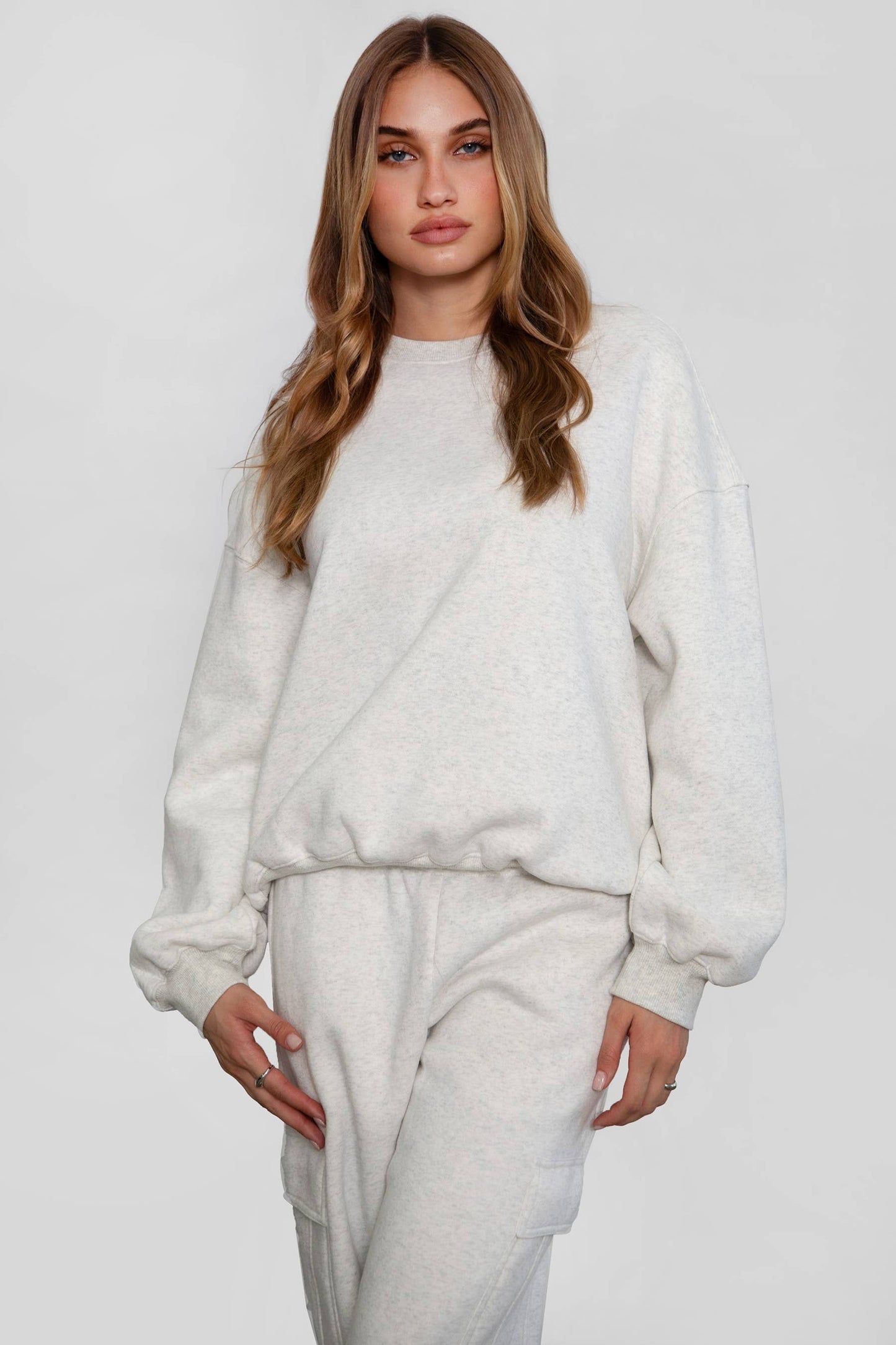 Fleece Crew Neck Lounge Pullover Sweatshirt