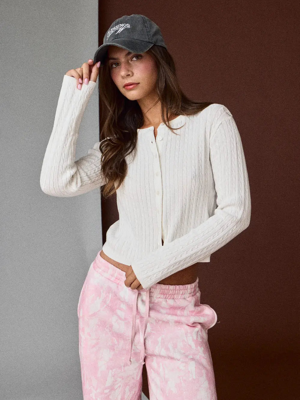 White Cable Knit Cardigan