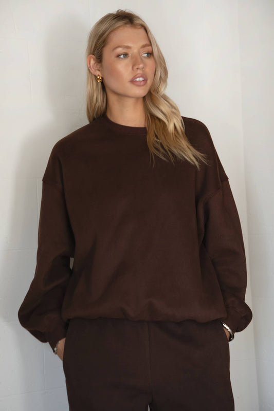 Fleece Crew Neck Lounge Pullover Sweatshirt