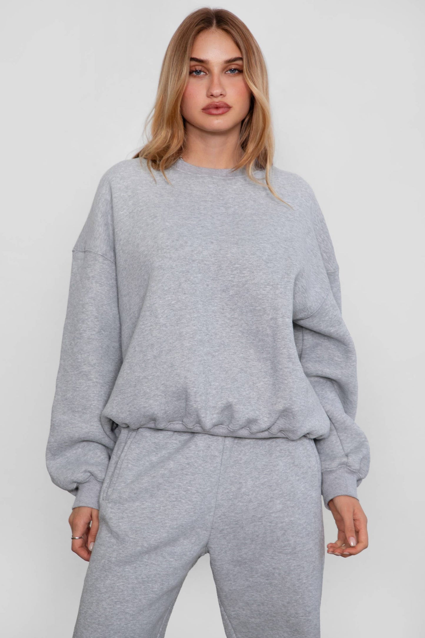 Fleece Crew Neck Lounge Pullover Sweatshirt