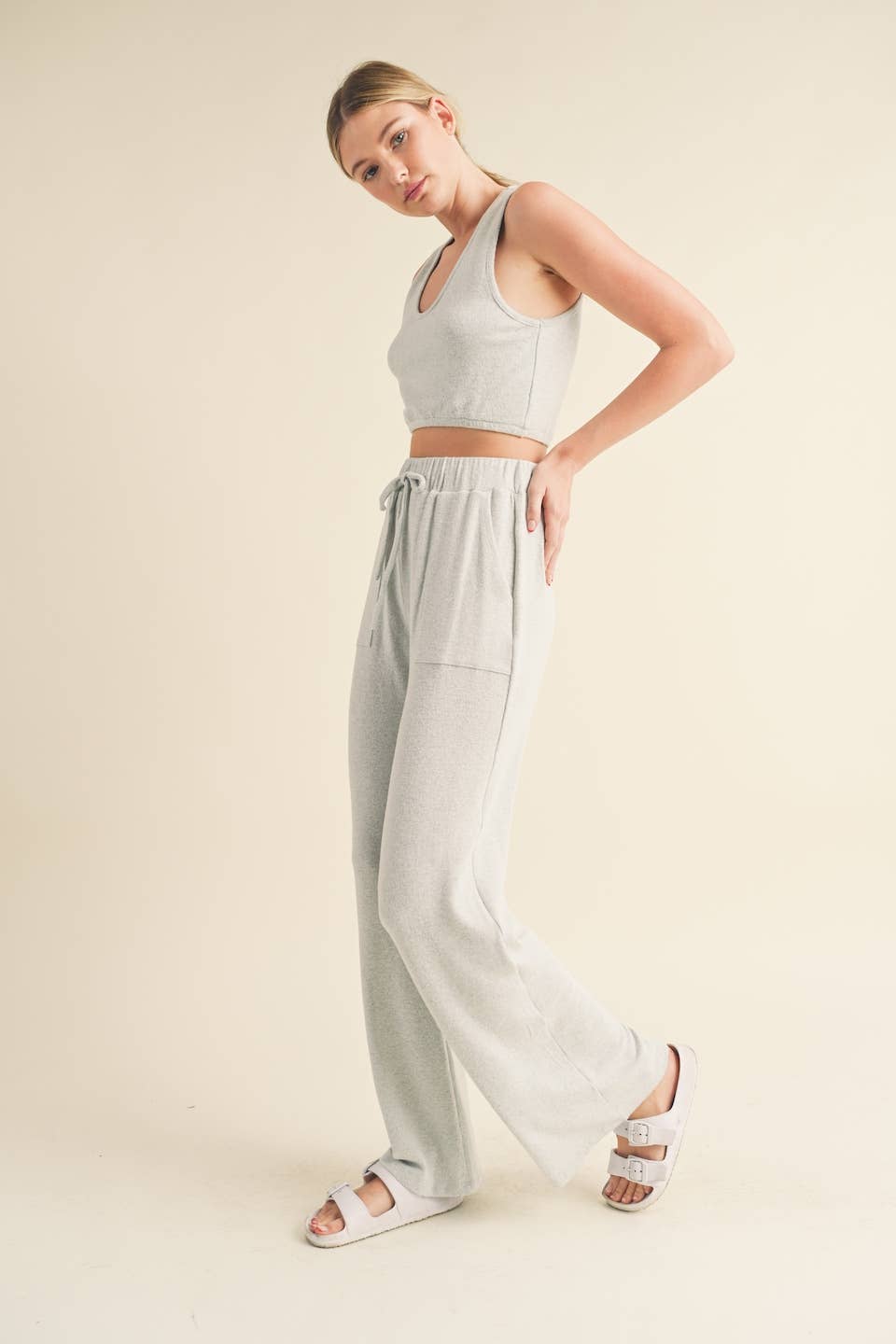 The Riley Soft Brushed Hacci Lounge Tank and Pants Set